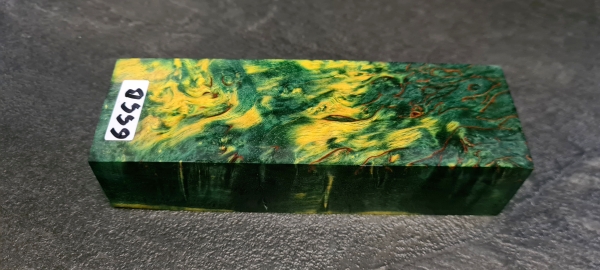 Stabilized curly birch green-yellow limited edition (6GGB)